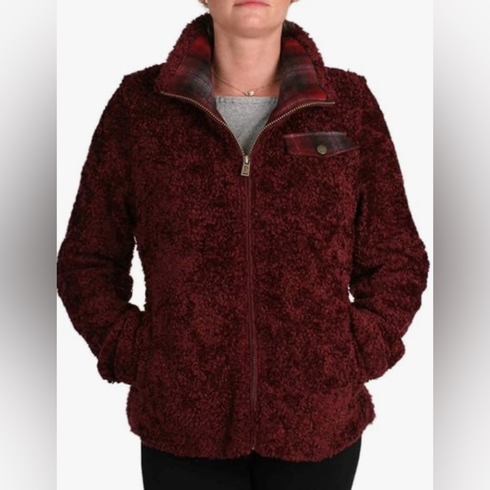 Pendleton Ladies' Fuzzy Zip Jacket (Dark Red)